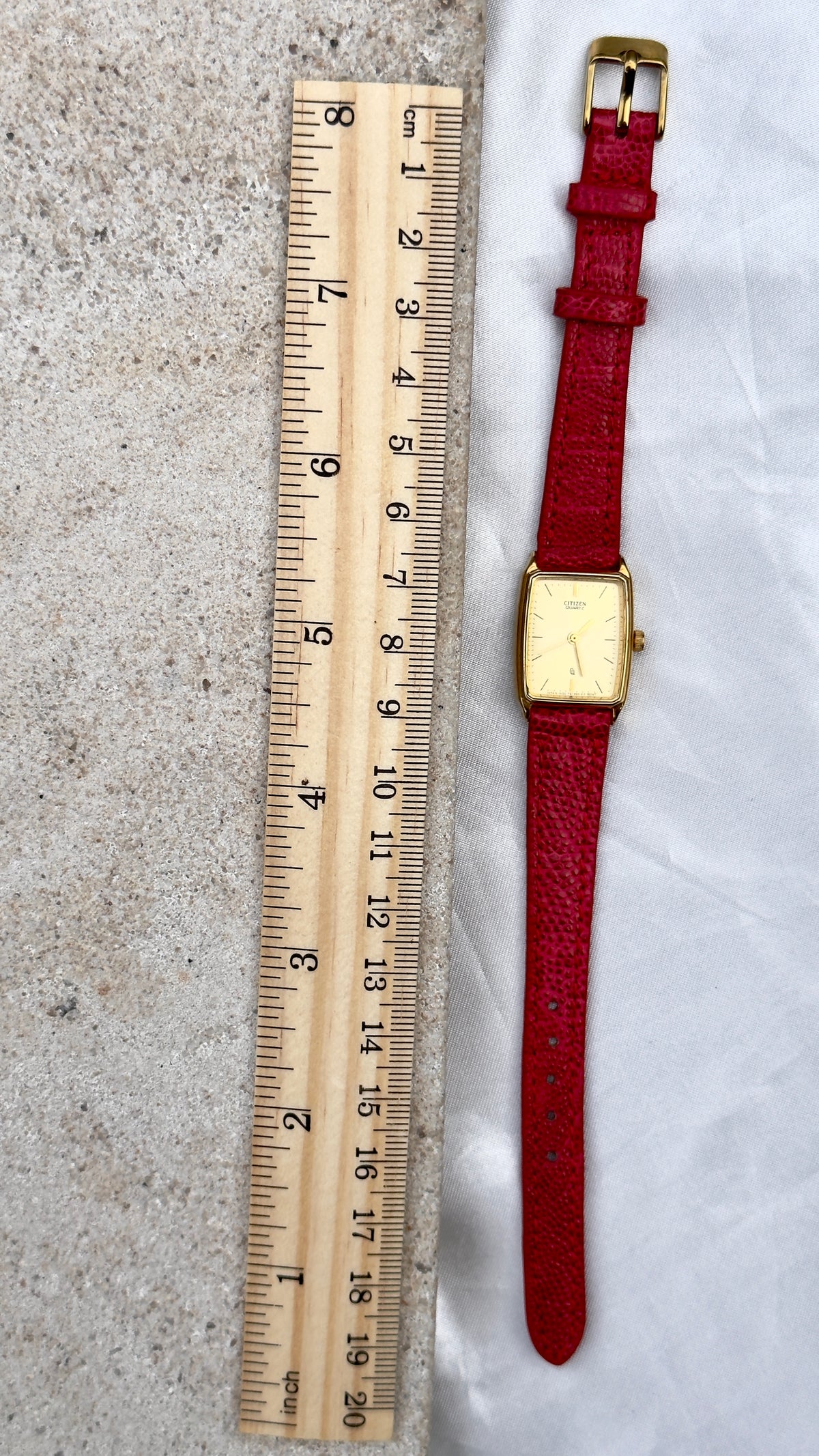 Classic Citizen vintage tank watch 1992 - 18k Gold Plate, Bespoke Leather