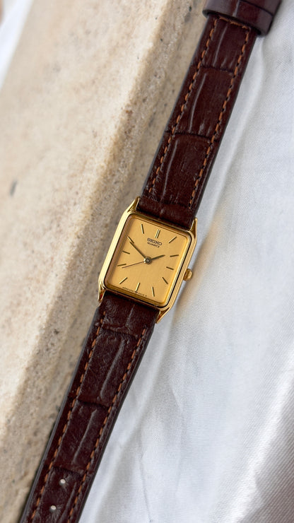 Vintage Seiko Exceline Women's Tank Watch 1996 - Gold Plated, Mint Condition