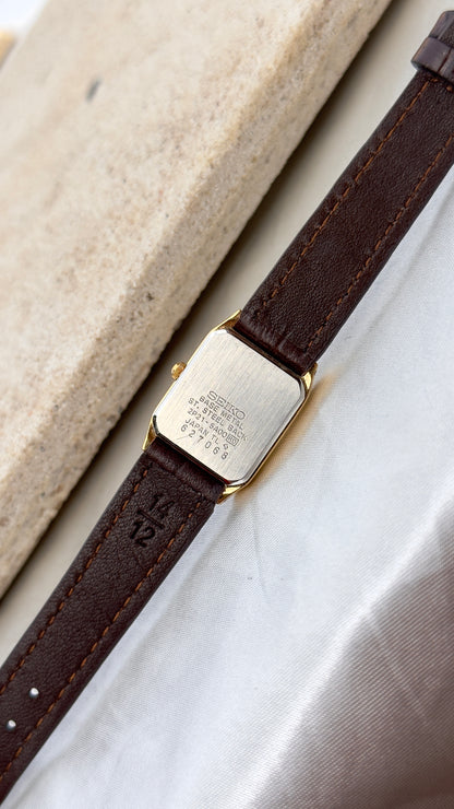 Vintage Seiko Exceline Women's Tank Watch 1996 - Gold Plated, Mint Condition