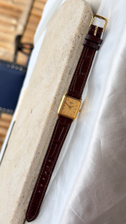 Vintage Seiko Exceline Women's Tank Watch 1996 - Gold Plated, Mint Condition