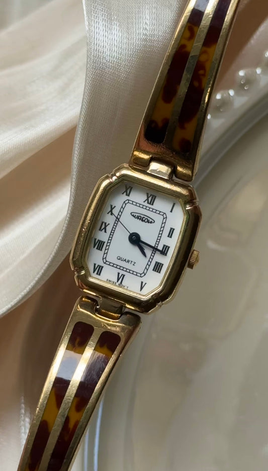 Autumn Specials - Aureole tortoiseshell inspired & gold vintage watch