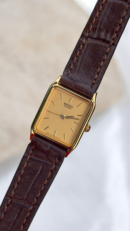Vintage Seiko Exceline Women's Tank Watch 1996 - Gold Plated, Mint Condition