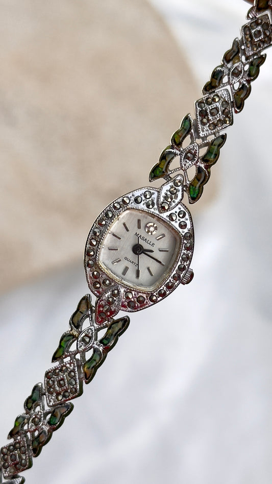 Masalle vintage watch - marcasite and opal
