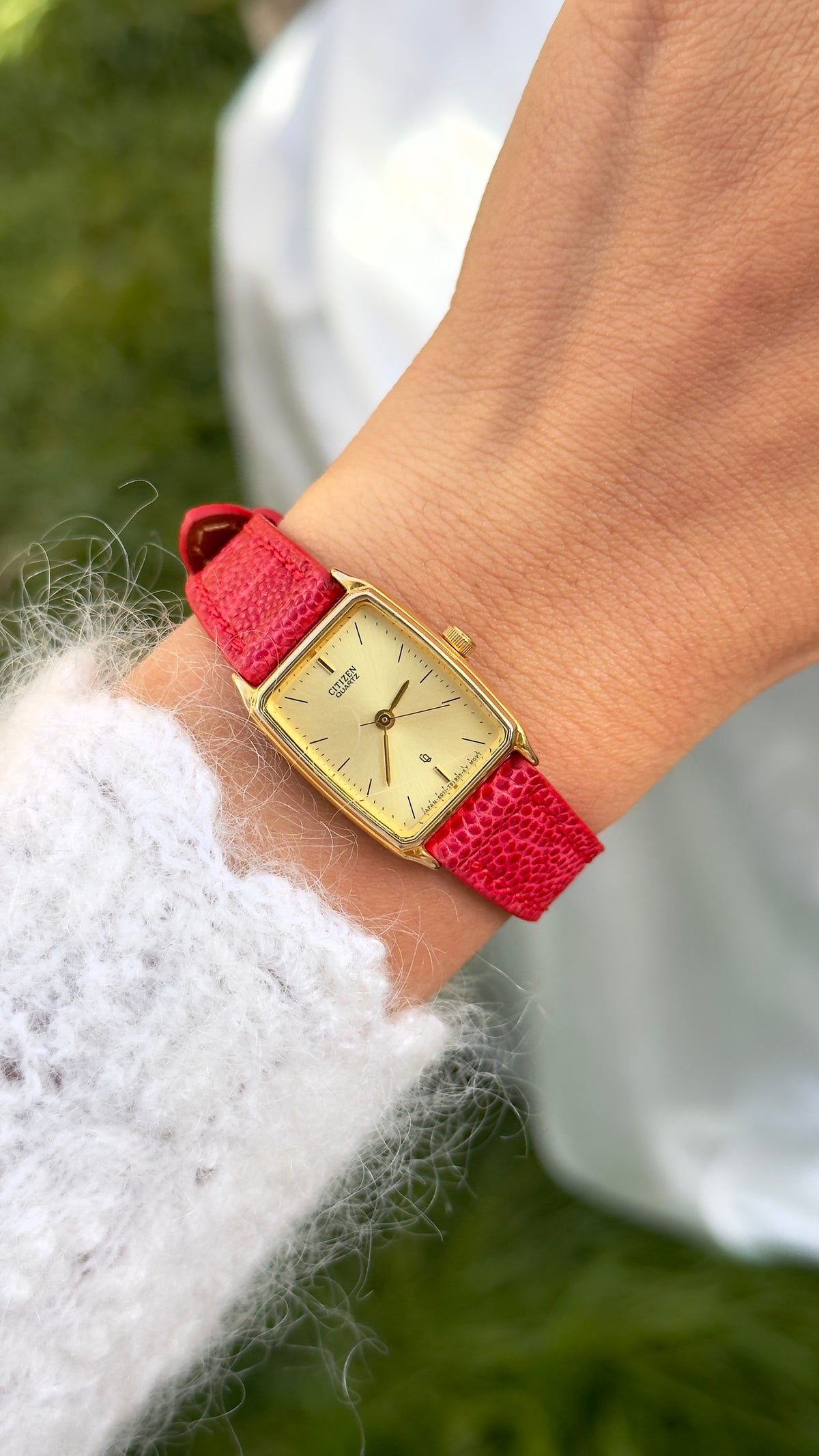Classic Citizen vintage tank watch 1992 - 18k Gold Plate, Bespoke Leather