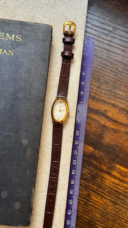 Vintage Seiko Baignoire Women's Watch 1990 - Gold Plated, Original Buckle