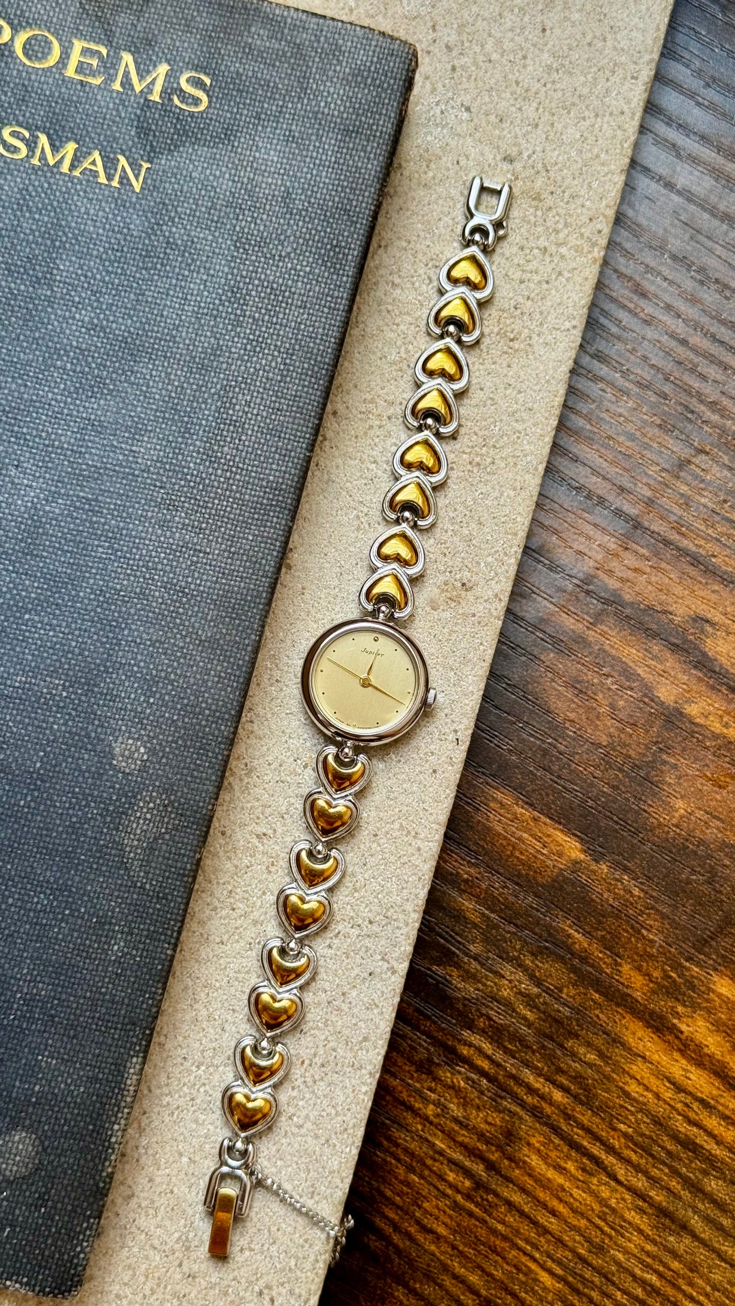 Vintage ORIENT Jupiter 1990s - Heart Bracelet, Gold Plated