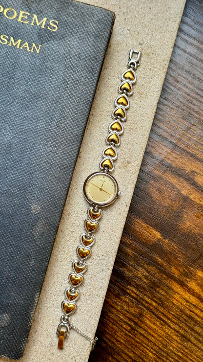 Vintage ORIENT Jupiter 1990s - Heart Bracelet, Gold Plated
