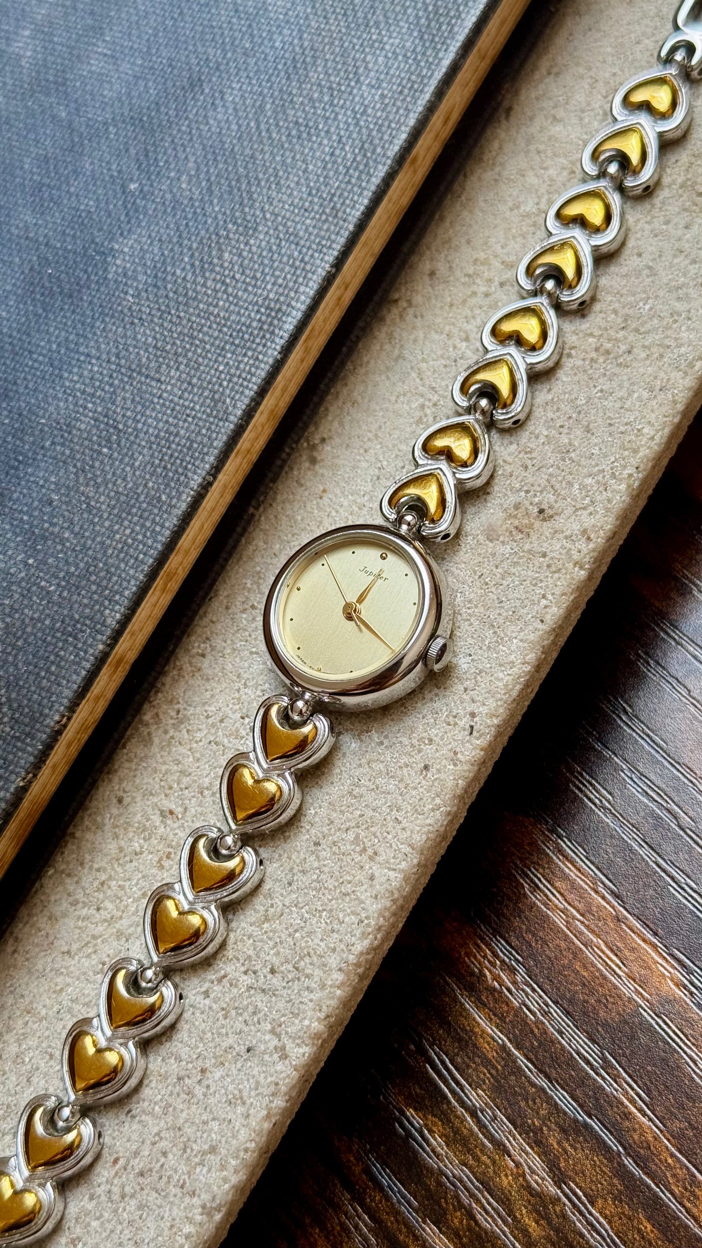Vintage ORIENT Jupiter 1990s - Heart Bracelet, Gold Plated