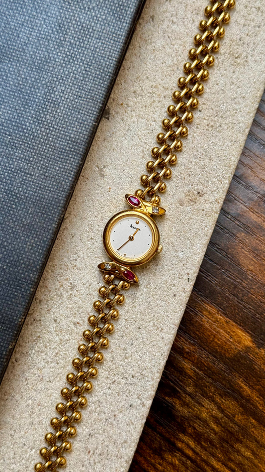 Dana ORIENT vintage women watch 1990s - Rubies, diamonds, gold plated