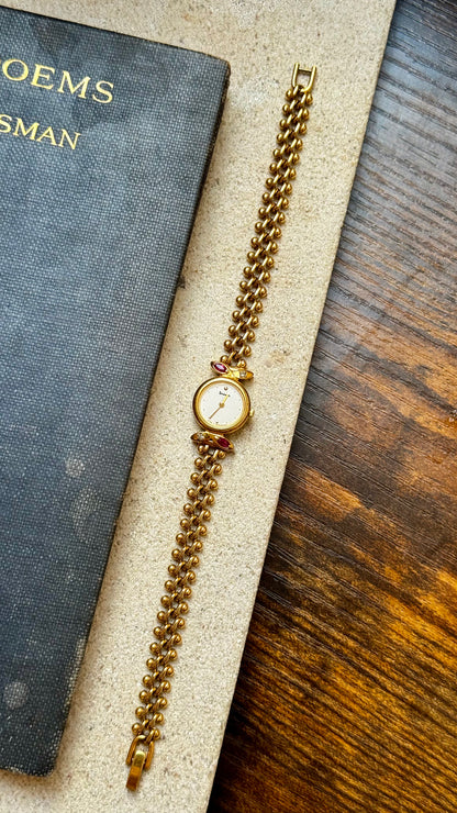 Dana ORIENT vintage women watch 1990s - Rubies, diamonds, gold plated