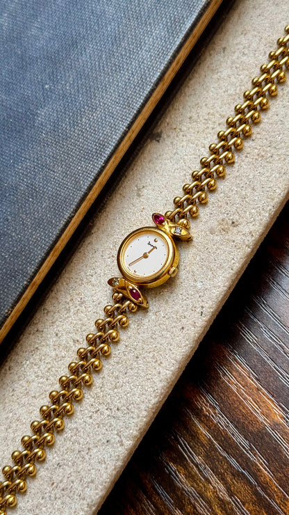 Dana ORIENT vintage women watch 1990s - Rubies, diamonds, gold plated