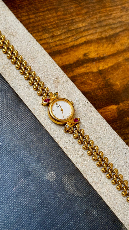 Dana ORIENT vintage women watch 1990s - Rubies, diamonds, gold plated