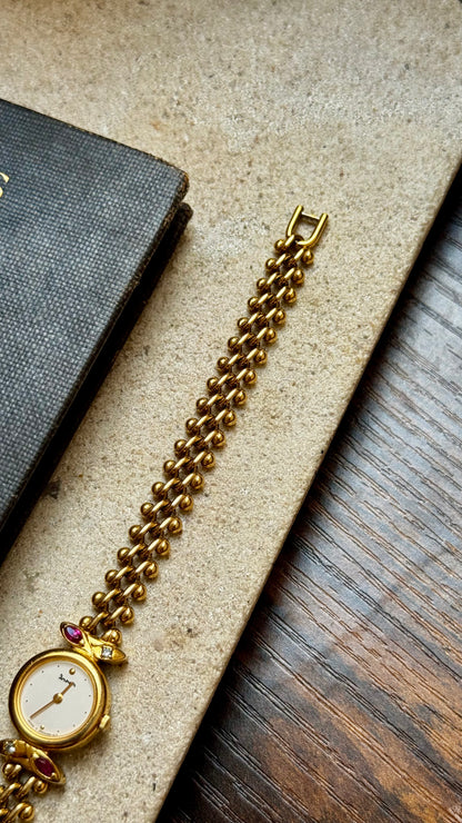 Dana ORIENT vintage women watch 1990s - Rubies, diamonds, gold plated