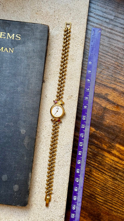 Dana ORIENT vintage women watch 1990s - Rubies, diamonds, gold plated
