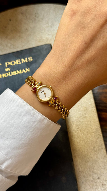 Dana ORIENT vintage women watch 1990s - Rubies, diamonds, gold plated