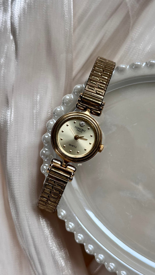 Vintage Concret Paris Watch - Gold Plated Stretch Strap