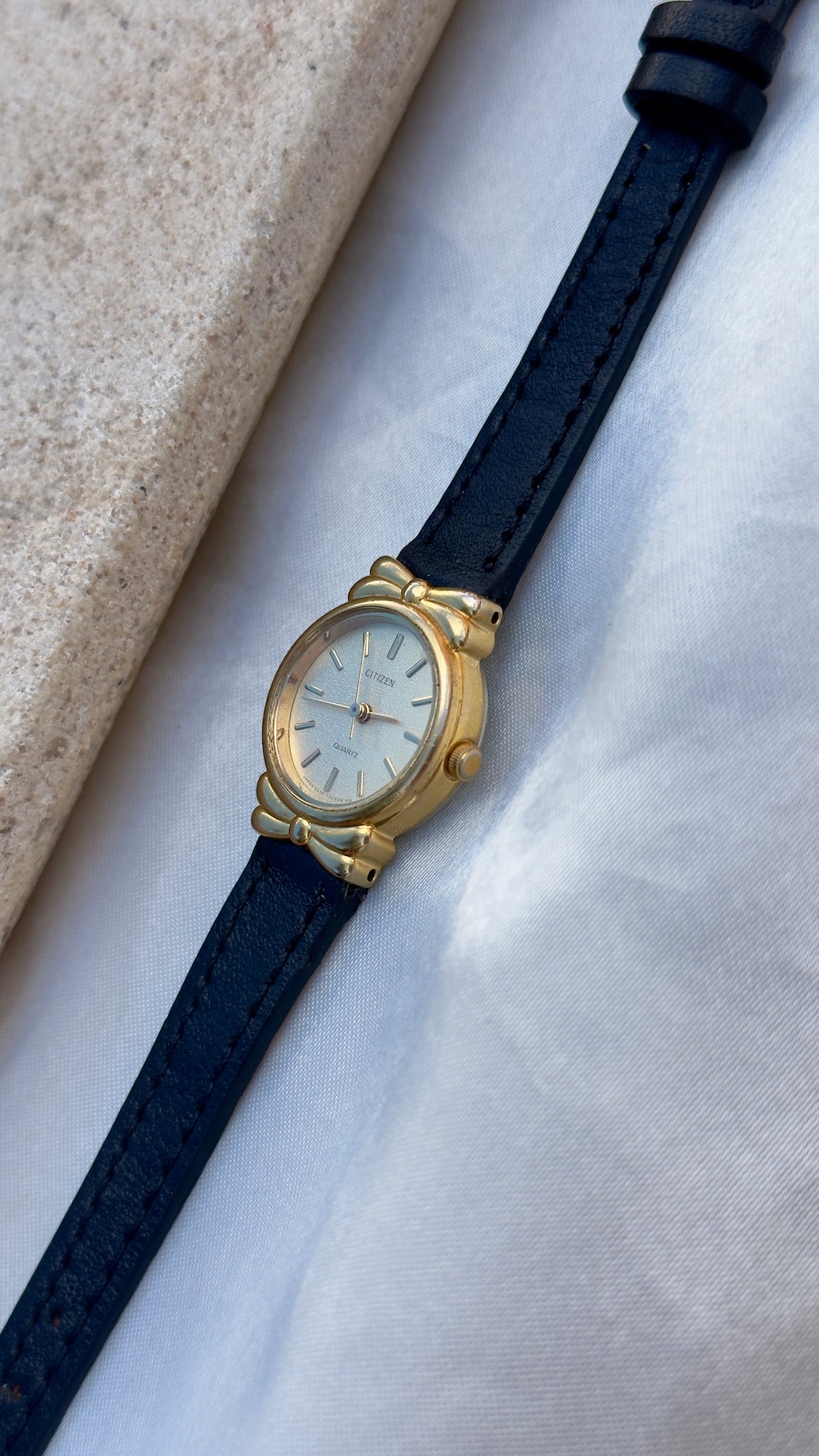 Super Rare Citizen vintage watch 1993 - 18k Gold Plate, Bespoke Leather