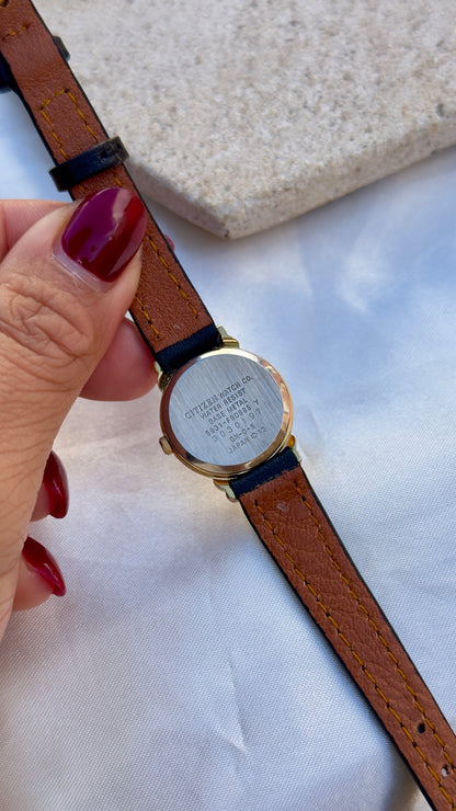 Super Rare Citizen vintage watch 1993 - 18k Gold Plate, Bespoke Leather