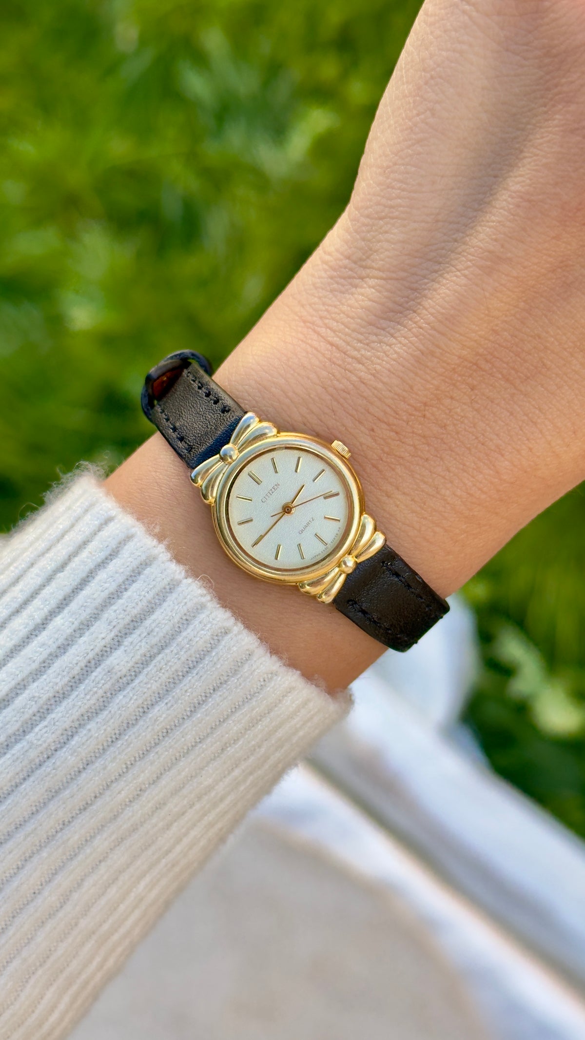 Super Rare Citizen vintage watch 1993 - 18k Gold Plate, Bespoke Leather