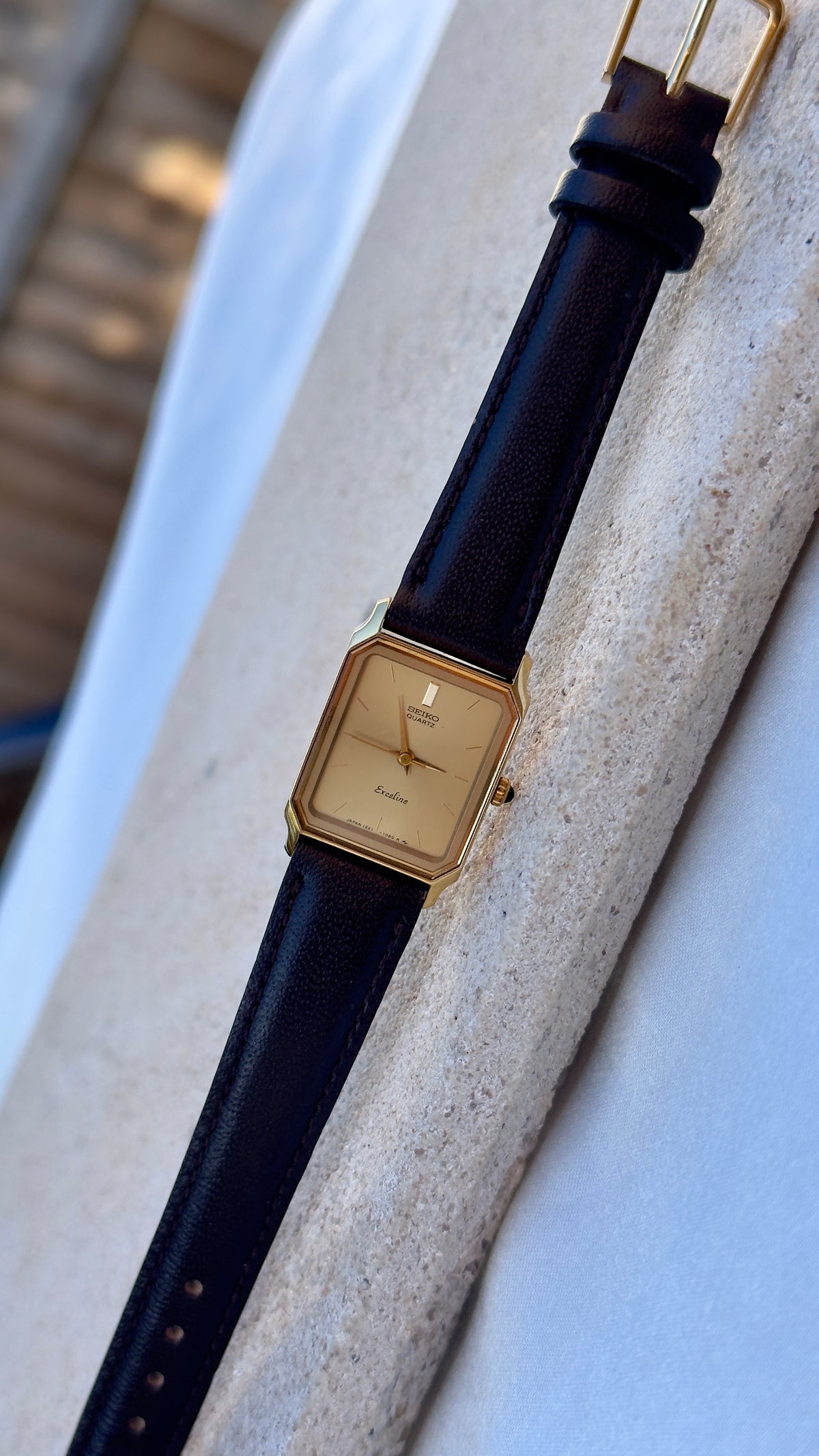 Vintage Seiko Women's Tank Watch 1985 - Gold Plated, Near Mint Condition