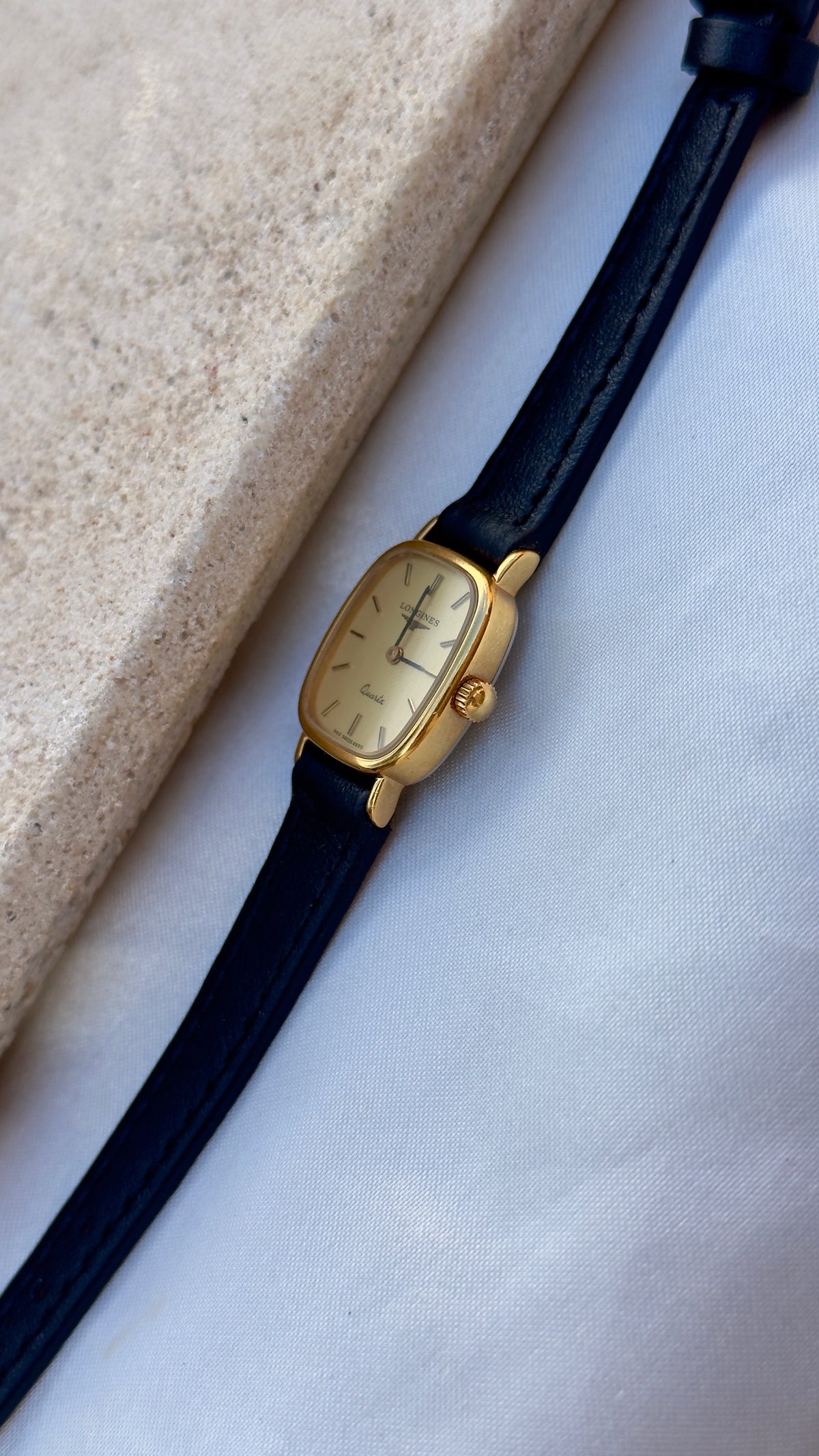 Longines Ladies Watch 1980s - gold plated, original buckle with handmade genuine leather