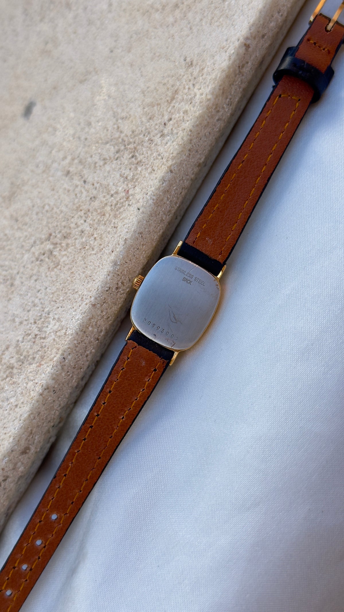 Longines Ladies Watch 1980s - gold plated, original buckle with handmade genuine leather