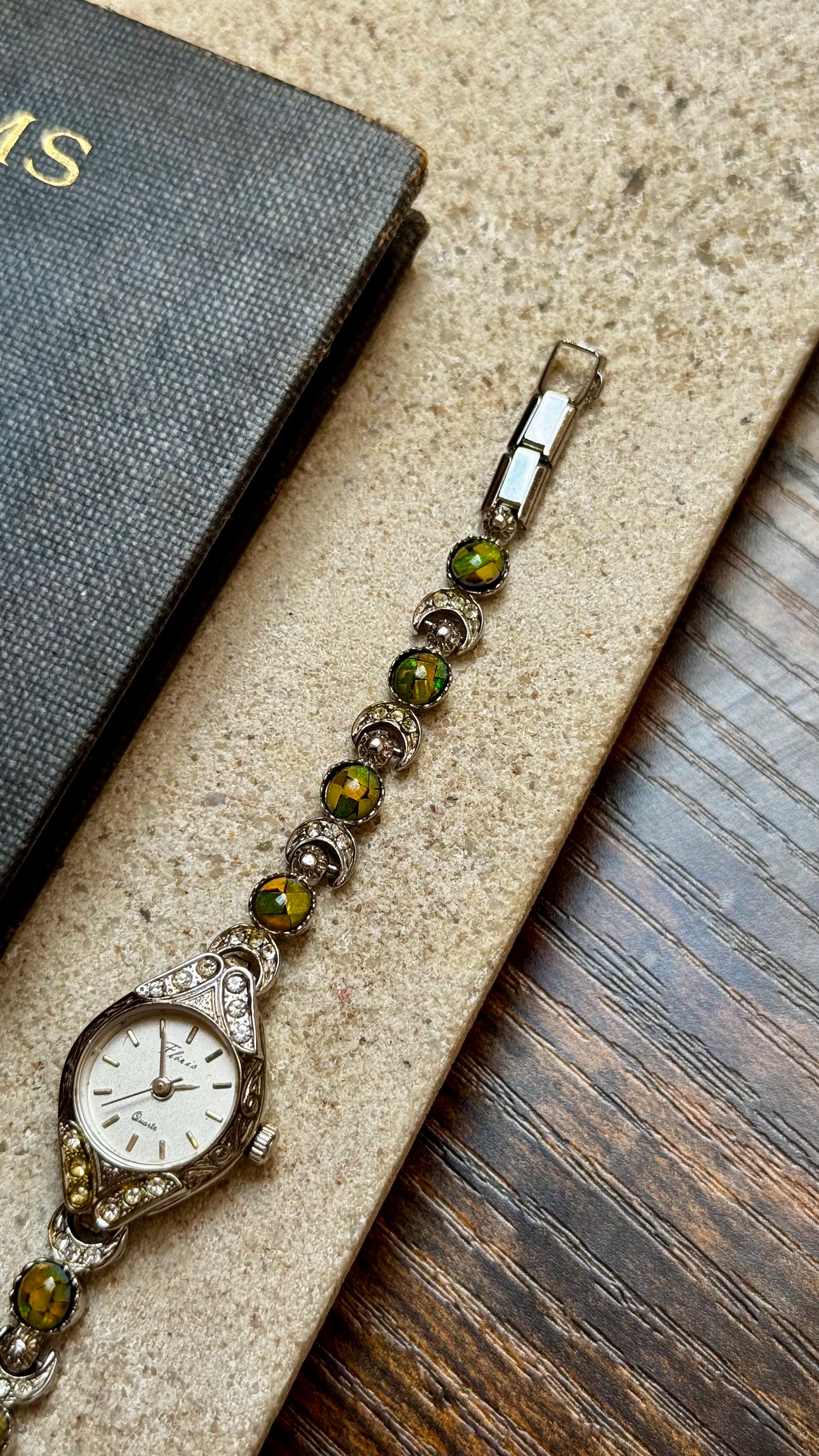 Opal Half Moon Bracelet Art Deco Vintage Watch 1990s