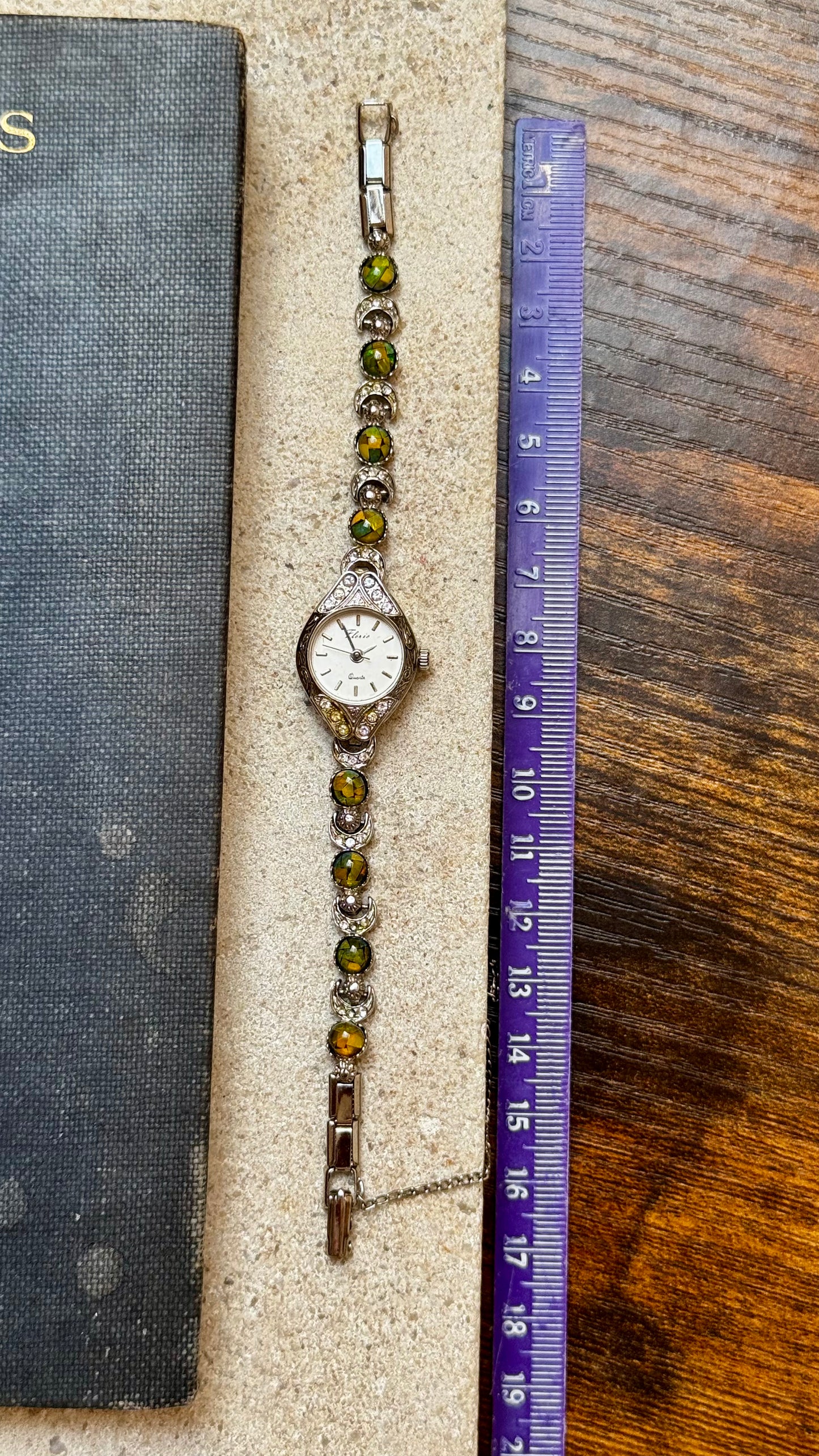 Opal Half Moon Bracelet Art Deco Vintage Watch 1990s