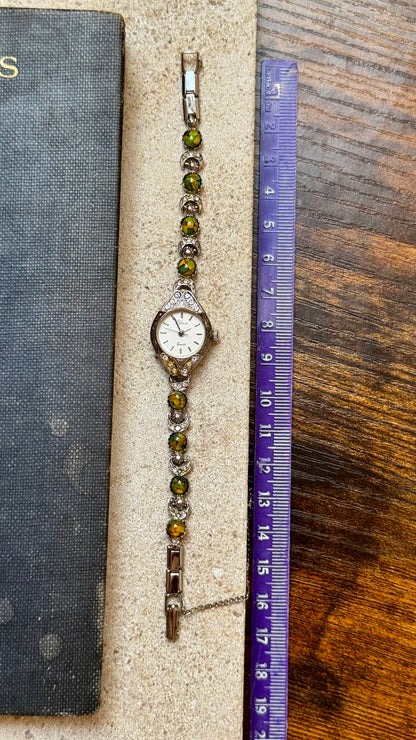 Opal Half Moon Bracelet Art Deco Vintage Watch 1990s