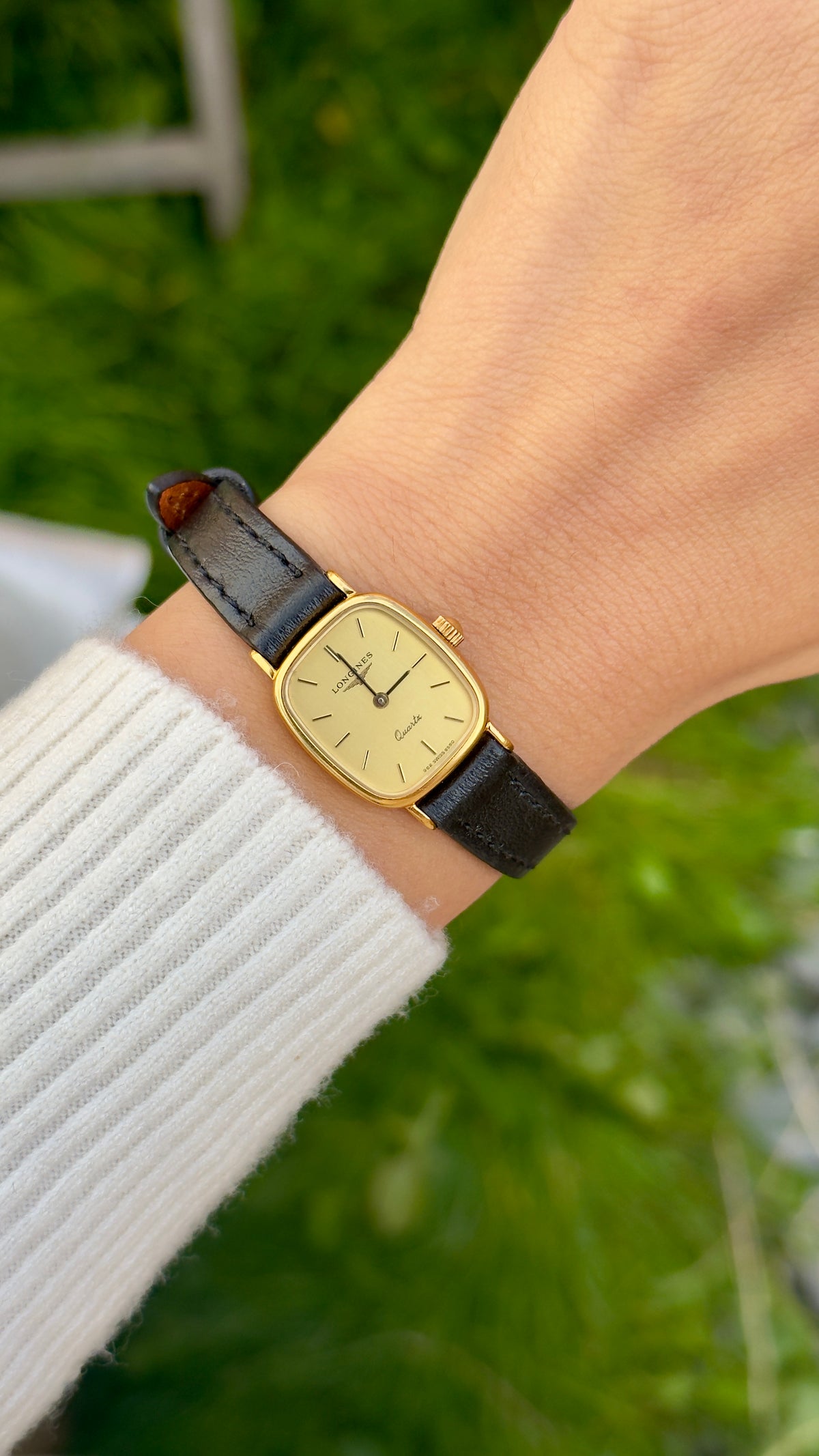 Longines Ladies Watch 1980s - gold plated, original buckle with handmade genuine leather