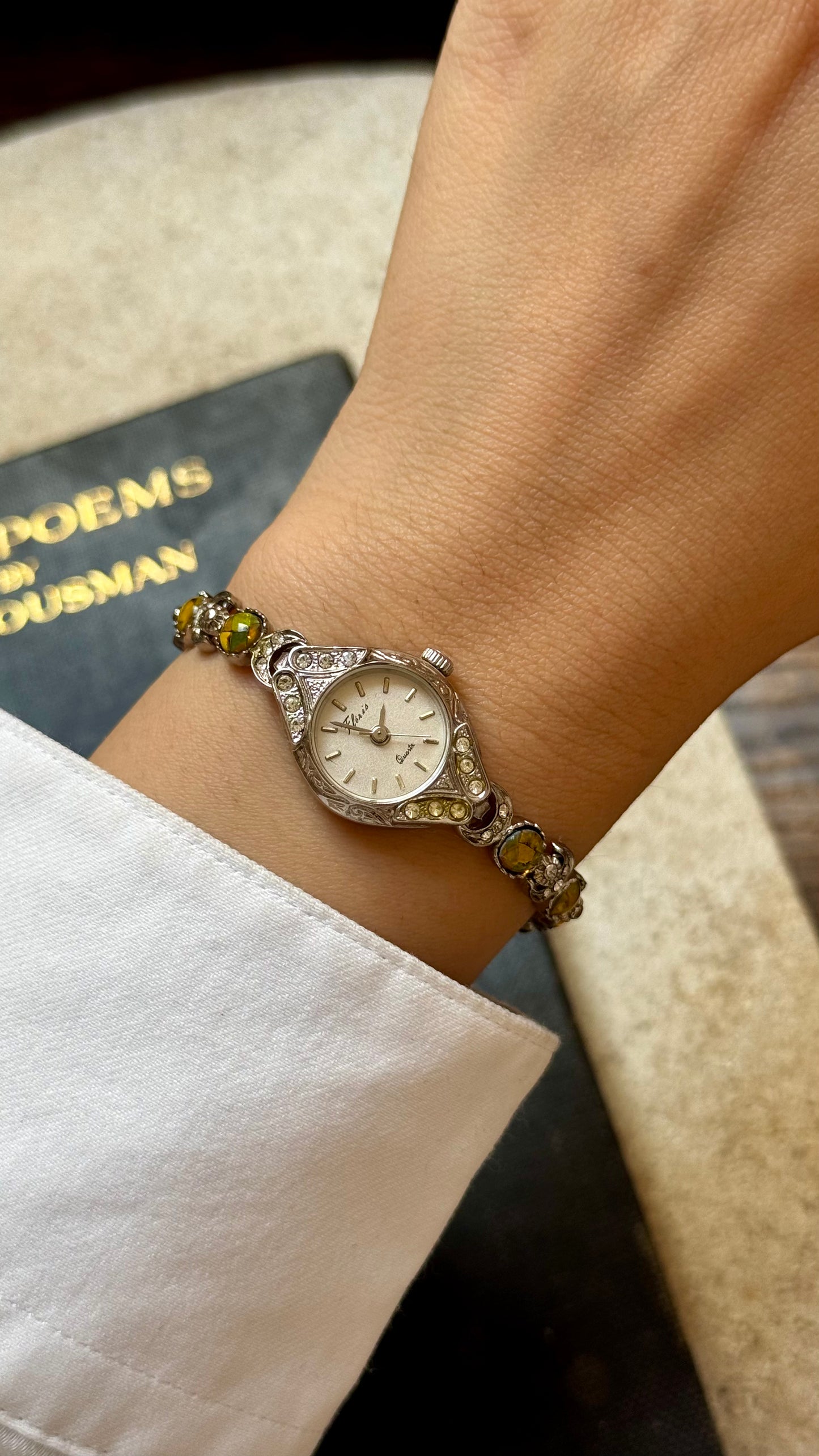 Opal Half Moon Bracelet Art Deco Vintage Watch 1990s