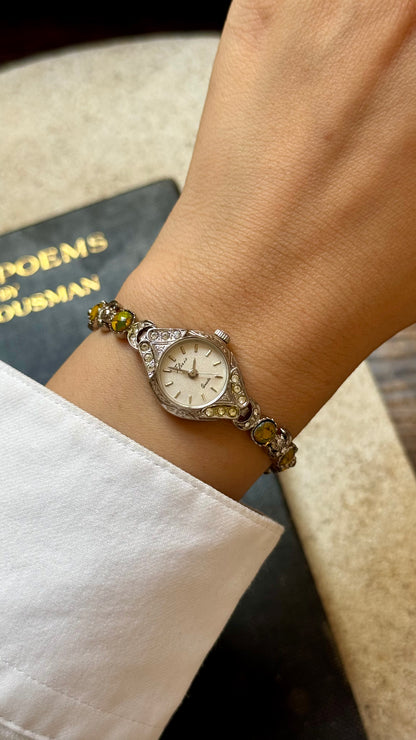 Opal Half Moon Bracelet Art Deco Vintage Watch 1990s