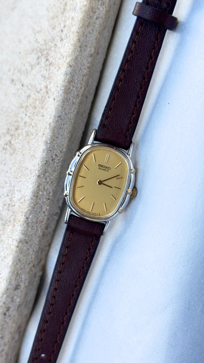 Vintage Seiko Women's Oval Watch 1981 - Gold&Palladium Plated