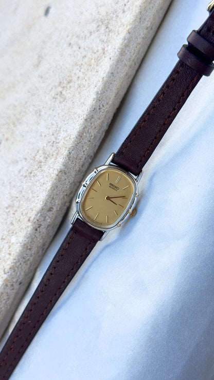 Vintage Seiko Women's Oval Watch 1981 - Gold&Palladium Plated