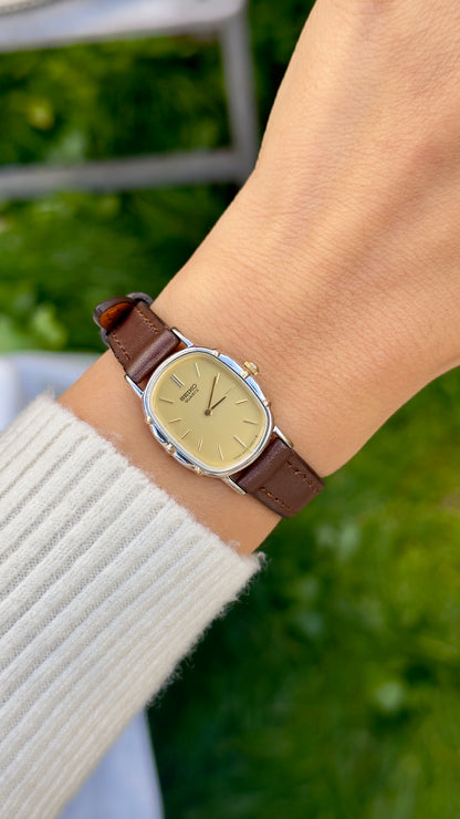 Vintage Seiko Women's Oval Watch 1981 - Gold&Palladium Plated