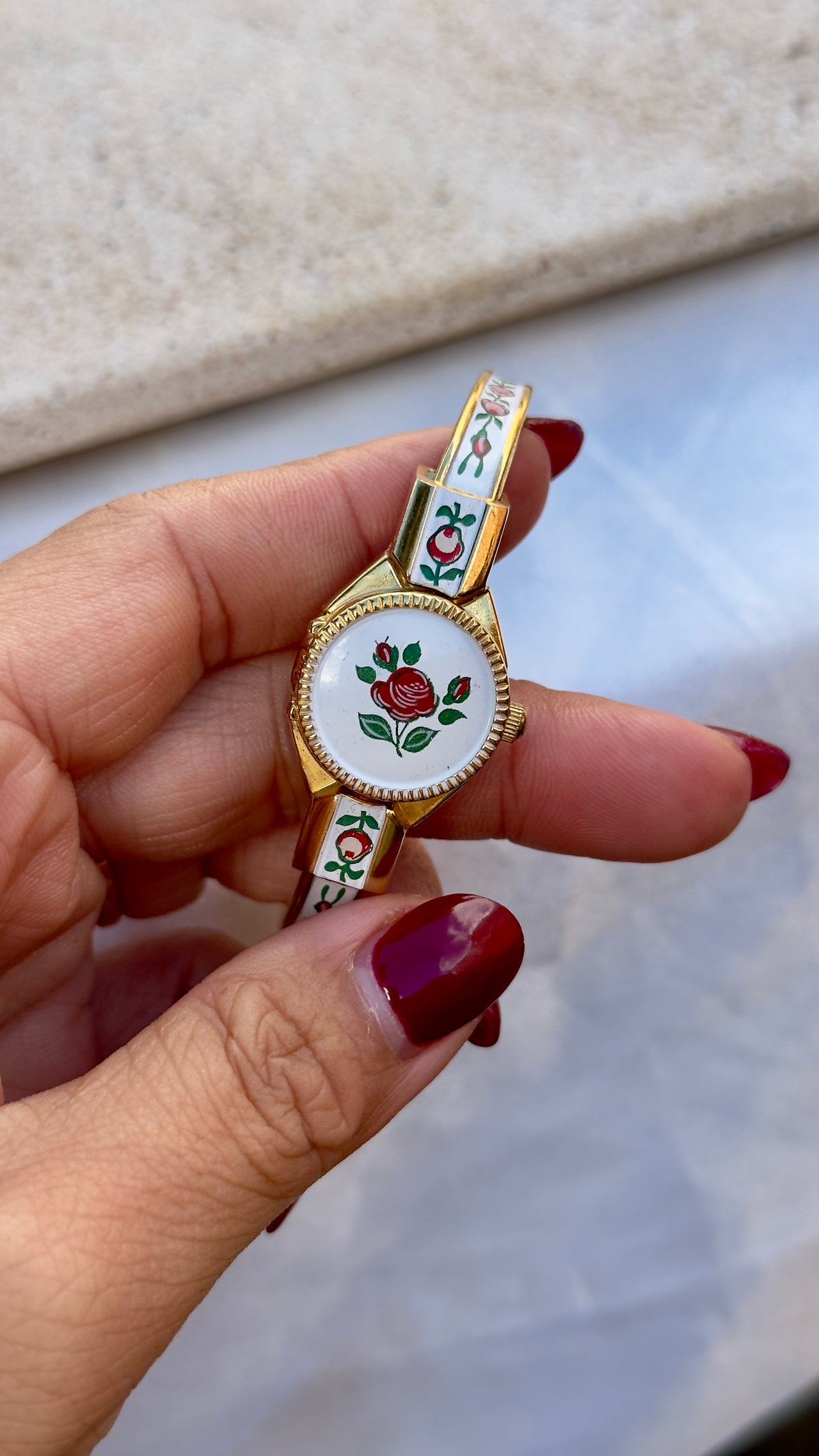 Art Deco Rapport Peekaboo vintage watch - hand painted bangle