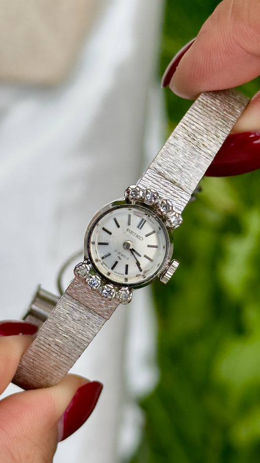 Super Rare 1979 Seiko vintage manual watch - white gold plated