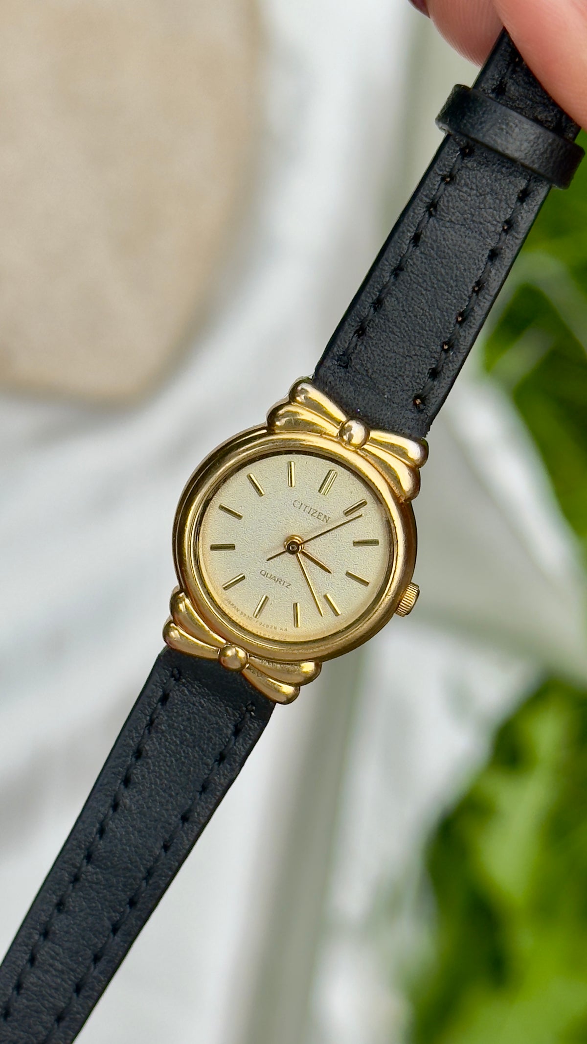 Super Rare Citizen vintage watch 1993 - 18k Gold Plate, Bespoke Leather