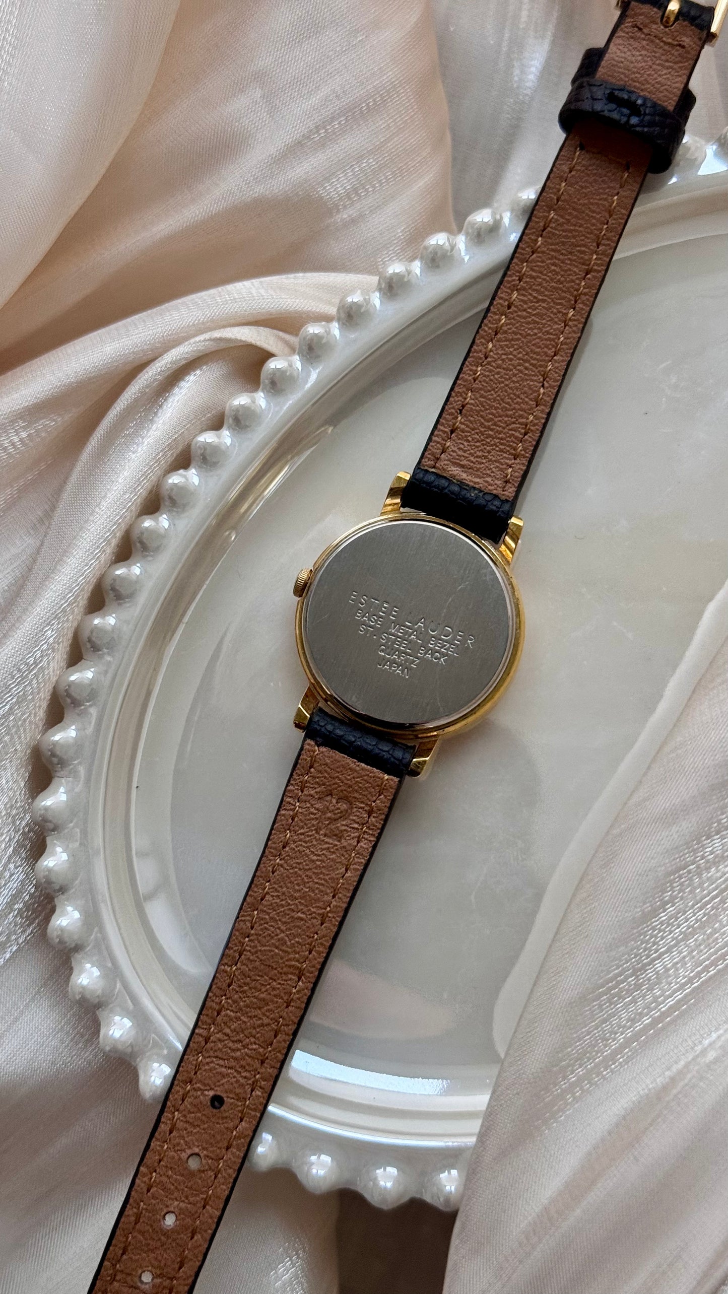 Estee Lauder vintage watch - Roman numerals, gold plated