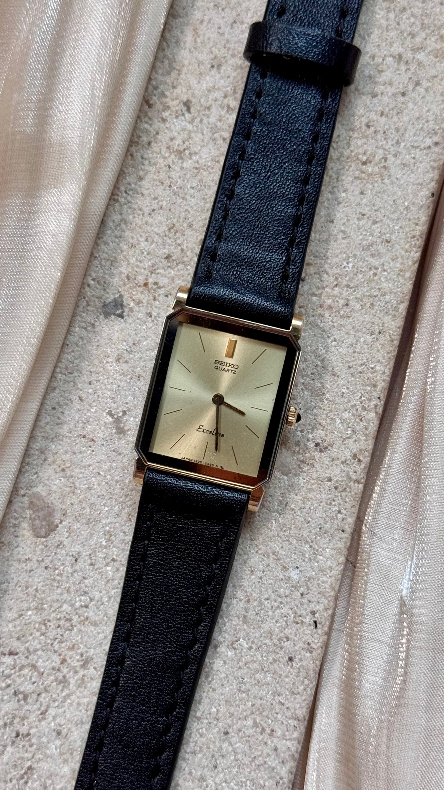 Vintage Seiko Exceline Tank Watch 1994 - Gold Plated With Sunburst Dial