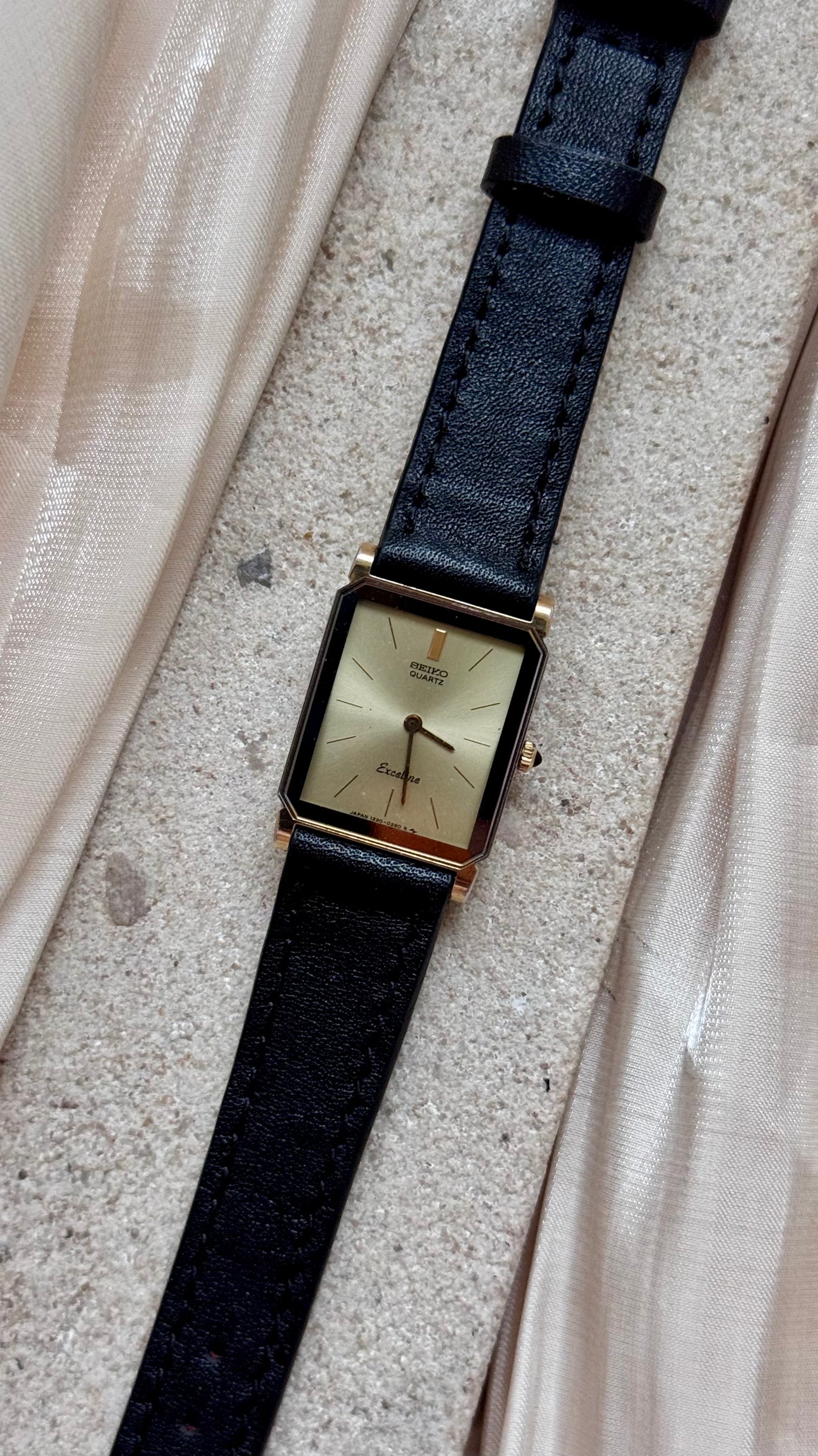 Vintage Seiko Exceline Tank Watch 1994 - Gold Plated With Sunburst Dial
