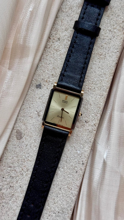 Vintage Seiko Exceline Tank Watch 1994 - Gold Plated With Sunburst Dial