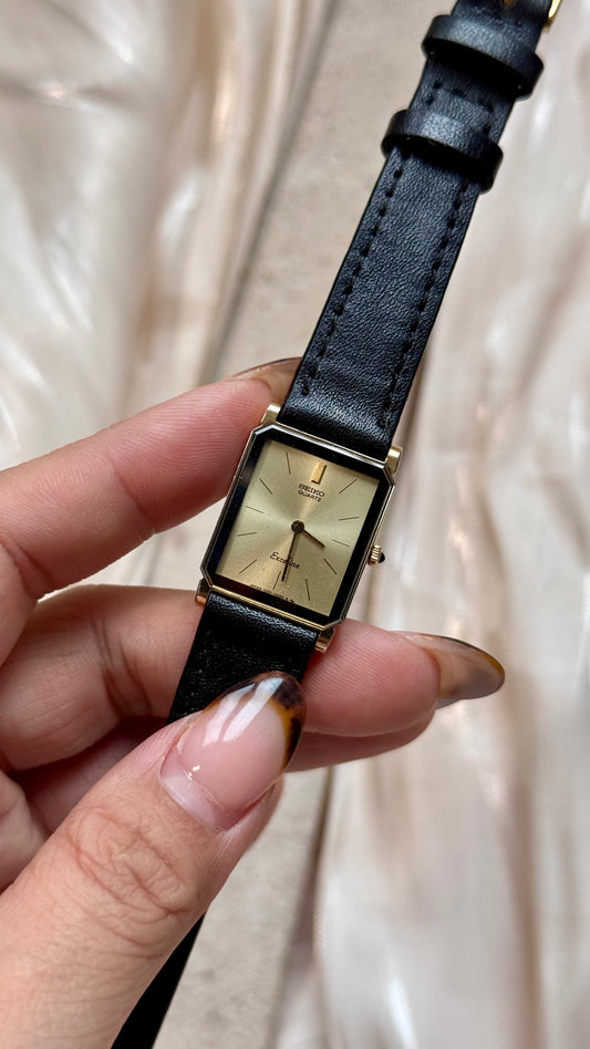 Vintage Seiko Exceline Tank Watch 1994 - Gold Plated With Sunburst Dial