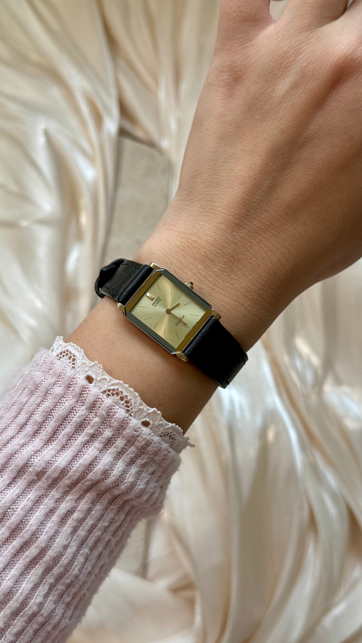 Vintage Seiko Exceline Tank Watch 1994 - Gold Plated With Sunburst Dial