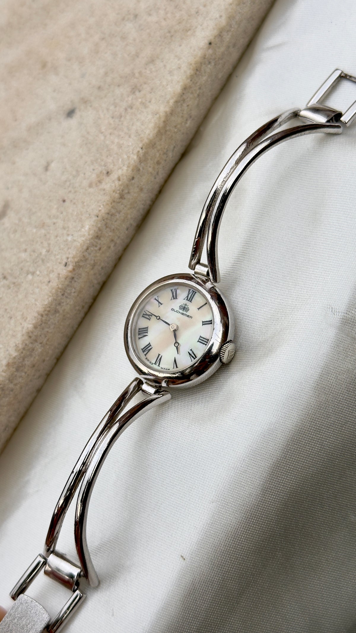Bucherer Vintage Luxury Swiss Watch 1970s - Manual Wind, Mother of Pearl Dial