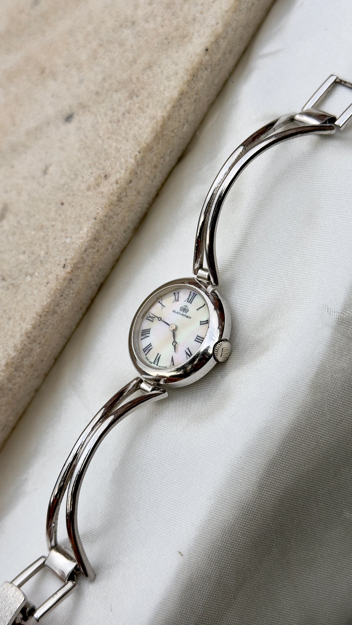 Bucherer Vintage Luxury Swiss Watch 1970s - Manual Wind, Mother of Pearl Dial