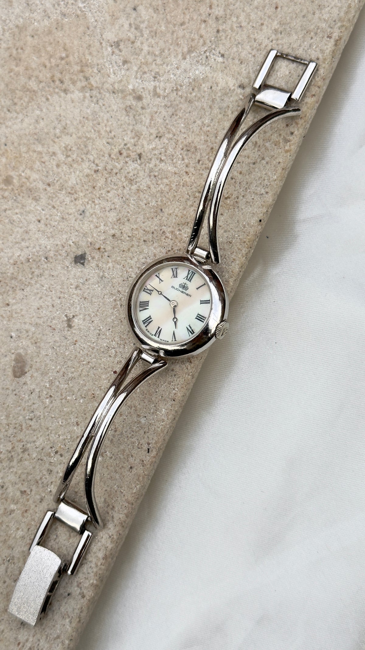 Bucherer Vintage Luxury Swiss Watch 1970s - Manual Wind, Mother of Pearl Dial