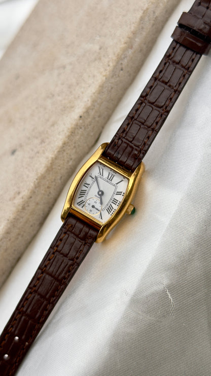 Vintage Noevir Roman Tank Watch 1990s - Handmade Genuine Leather