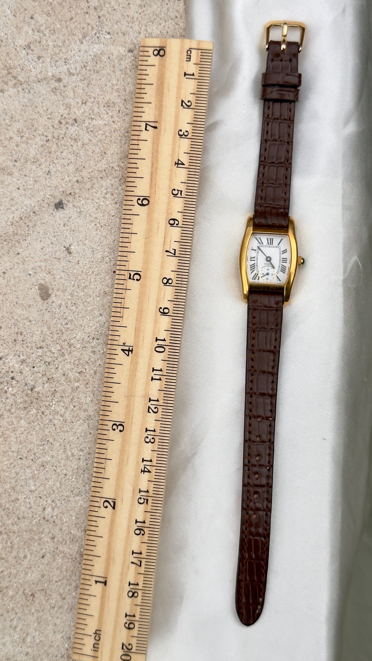 Vintage Noevir Roman Tank Watch 1990s - Handmade Genuine Leather