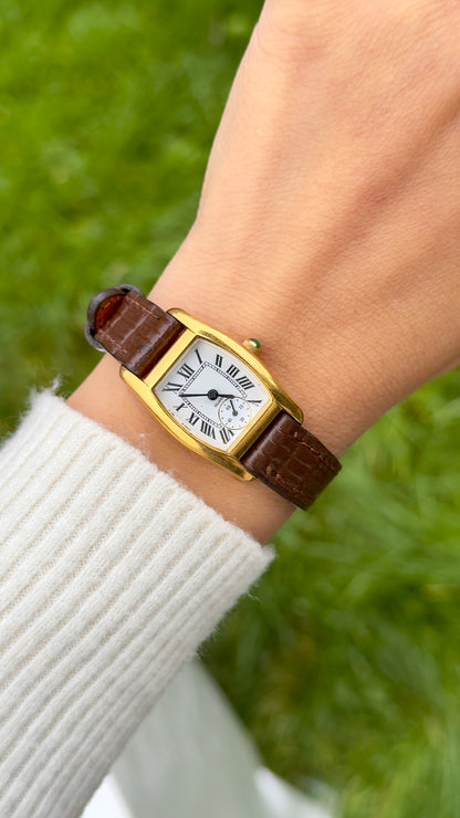 Vintage Noevir Roman Tank Watch 1990s - Handmade Genuine Leather